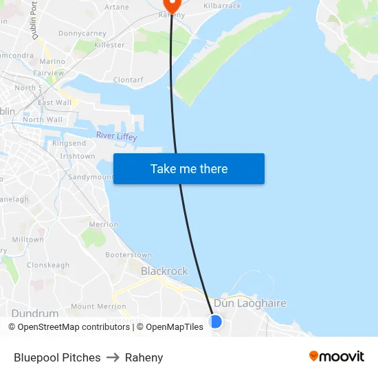 Bluepool Pitches to Raheny map