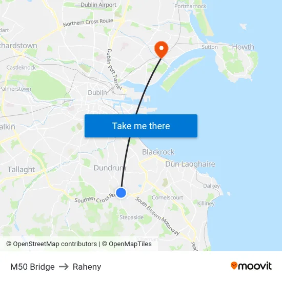 M50 Bridge to Raheny map