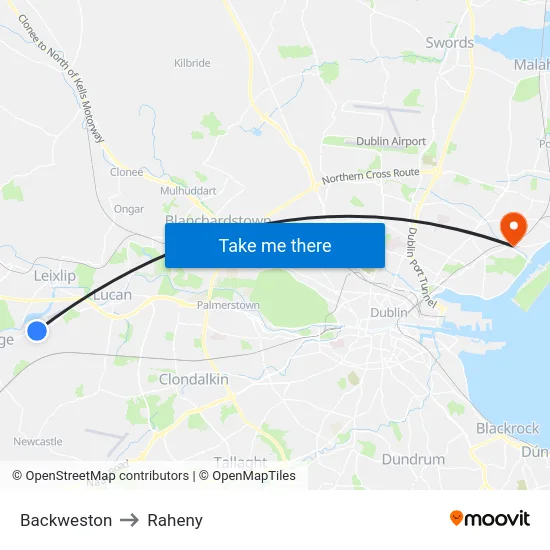 Backweston to Raheny map