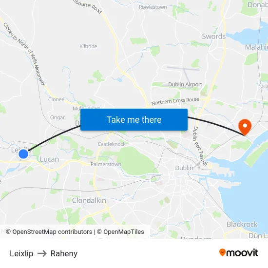 Leixlip to Raheny map