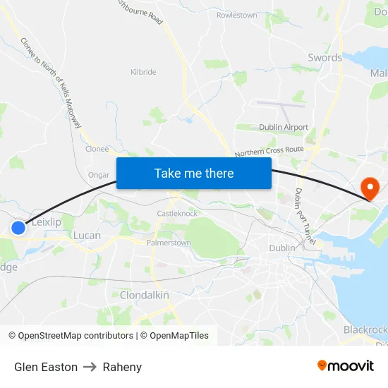 Glen Easton to Raheny map