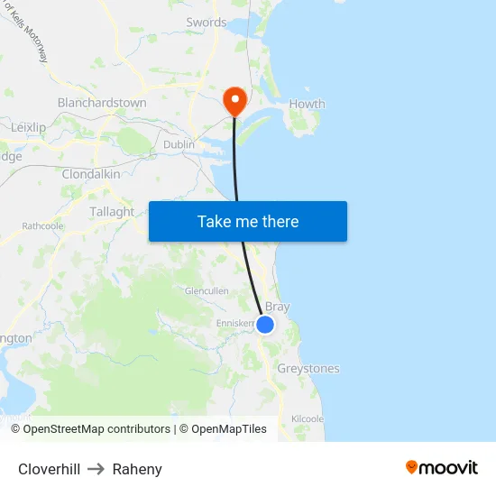 Cloverhill to Raheny map
