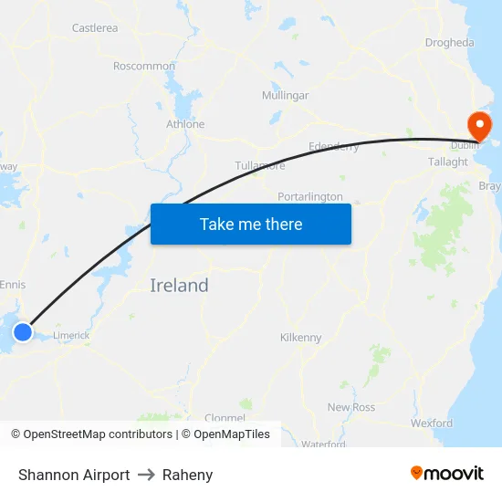 Shannon Airport to Raheny map
