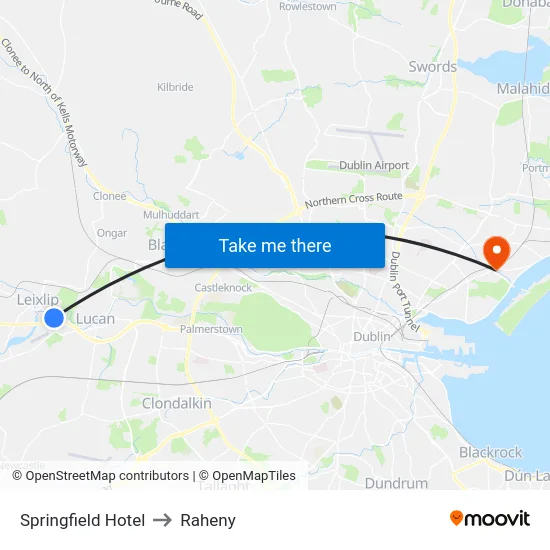 Springfield Hotel to Raheny map