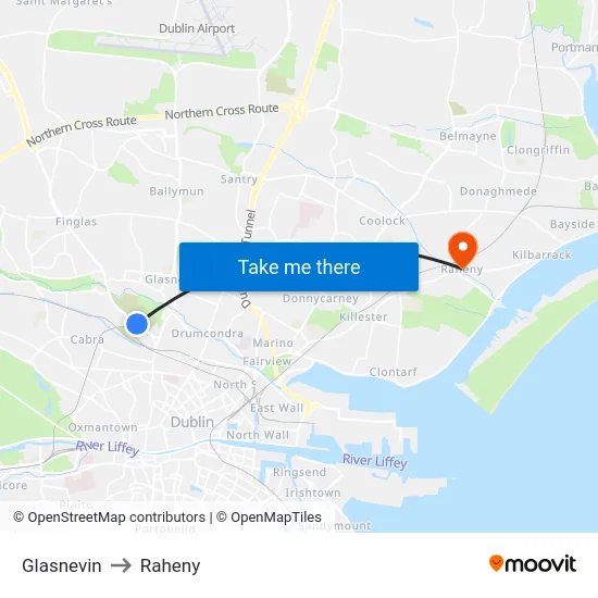 Glasnevin to Raheny map