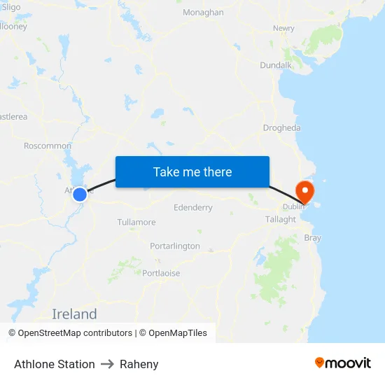 Athlone Station to Raheny map