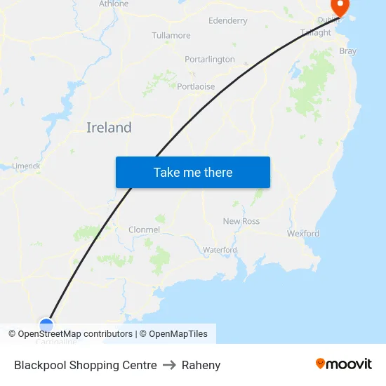 Blackpool Shopping Centre to Raheny map
