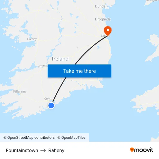 Fountainstown to Raheny map