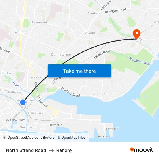North Strand Road to Raheny map