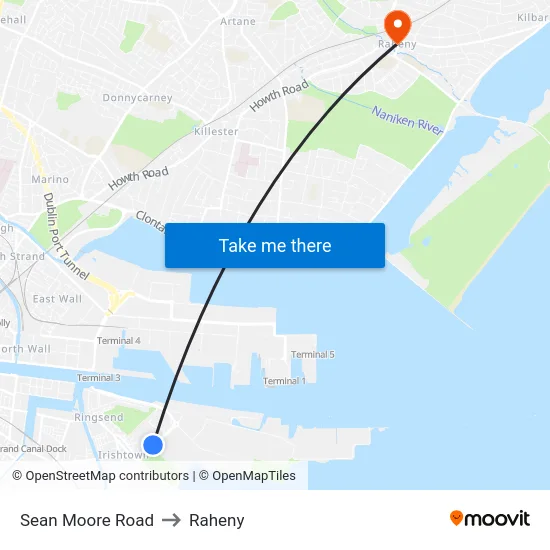 Sean Moore Road to Raheny map