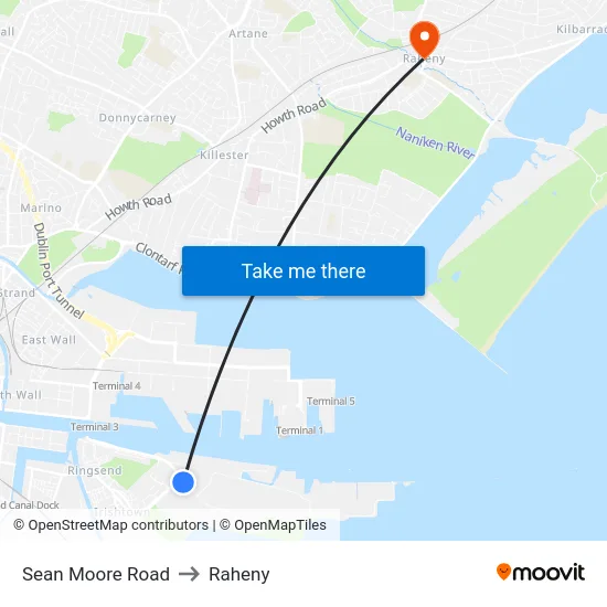 Sean Moore Road to Raheny map