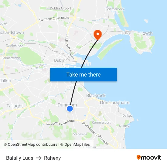 Balally Luas to Raheny map