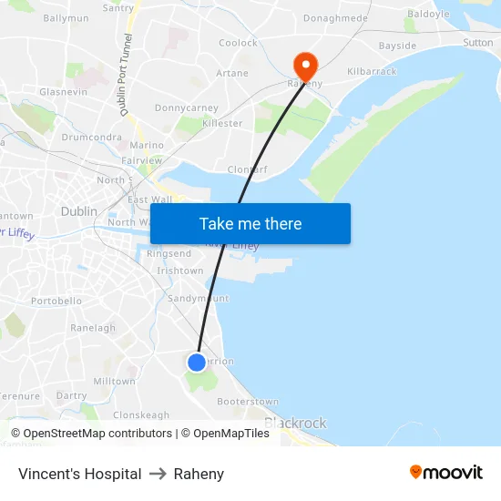 Vincent's Hospital to Raheny map