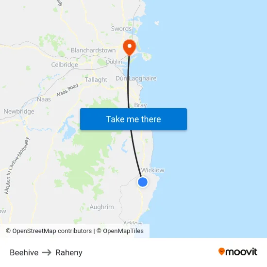Beehive to Raheny map