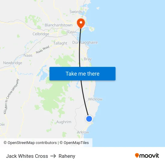 Jack Whites Cross to Raheny map