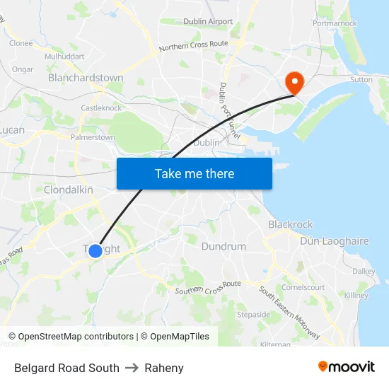 Belgard Road South to Raheny map