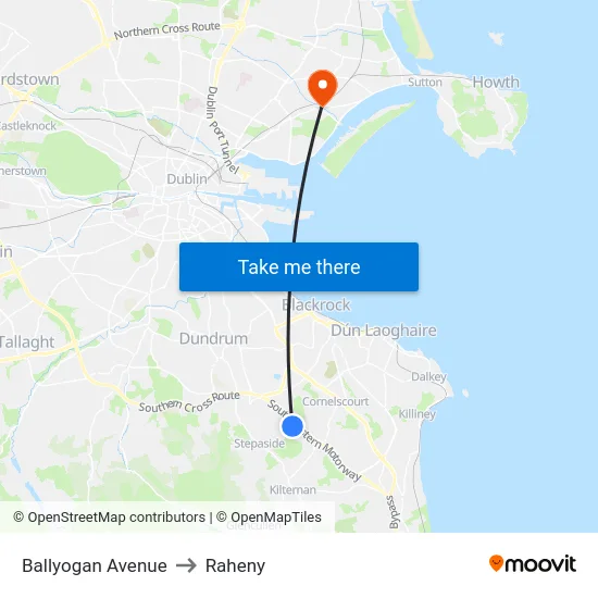 Ballyogan Avenue to Raheny map