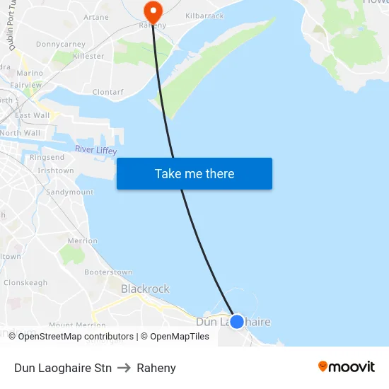 Dun Laoghaire Stn to Raheny map
