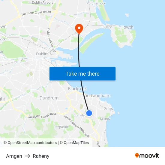 Amgen to Raheny map