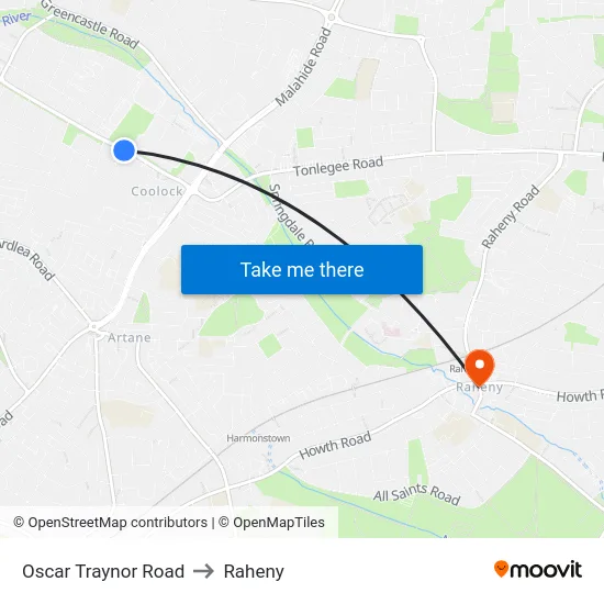 Oscar Traynor Road to Raheny map
