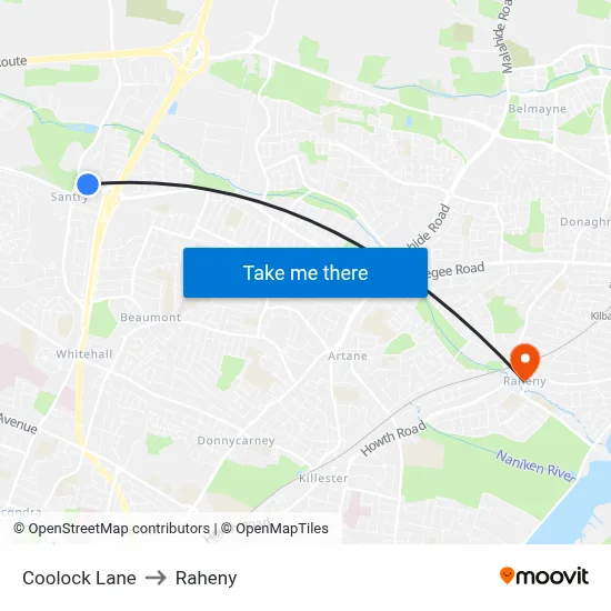 Coolock Lane to Raheny map
