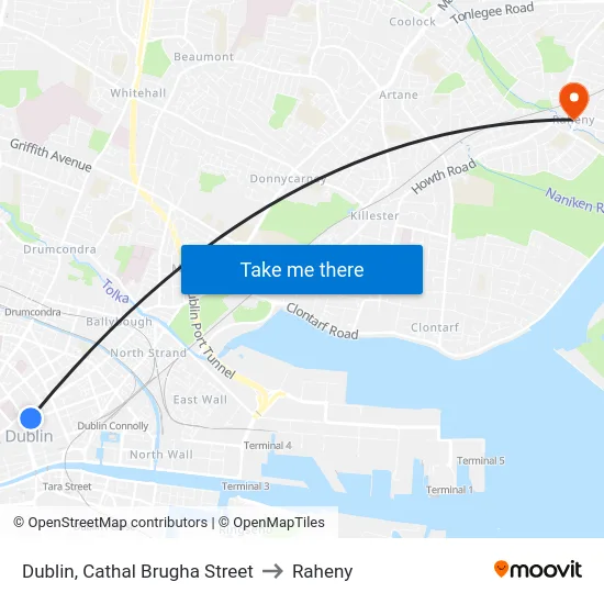 Dublin, Cathal Brugha Street to Raheny map