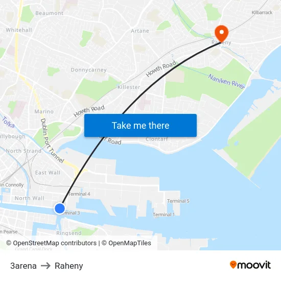 3arena to Raheny map