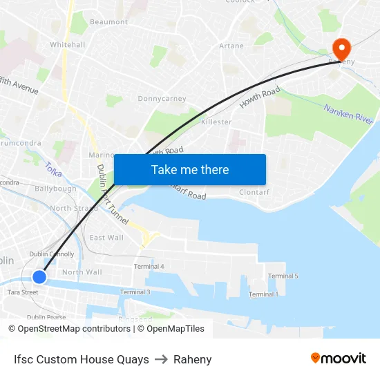 Ifsc Custom House Quays to Raheny map