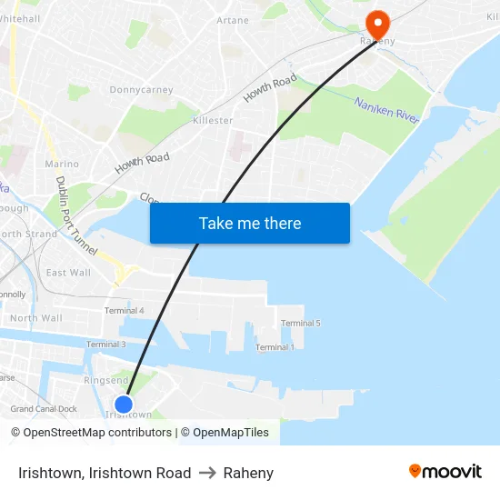 Irishtown, Irishtown Road to Raheny map