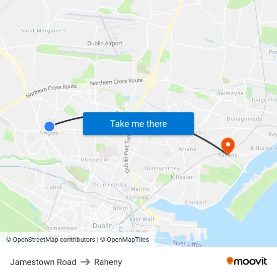 Jamestown Road to Raheny map