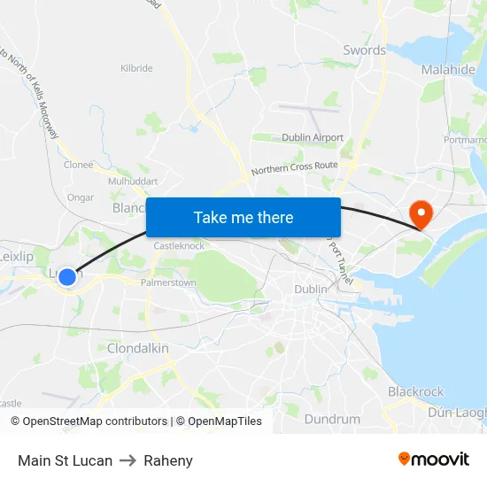 Main St Lucan to Raheny map