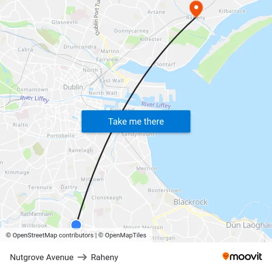Nutgrove Avenue to Raheny map