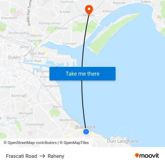 Frascati Road to Raheny map