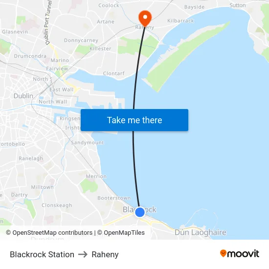 Blackrock Station to Raheny map