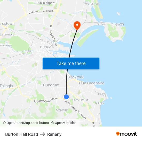 Burton Hall Road to Raheny map