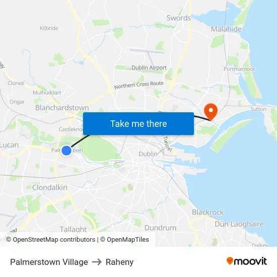 Palmerstown Village to Raheny map