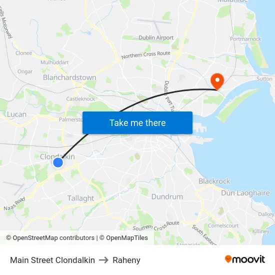 Main Street Clondalkin to Raheny map