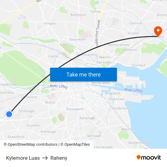 Kylemore Luas to Raheny map