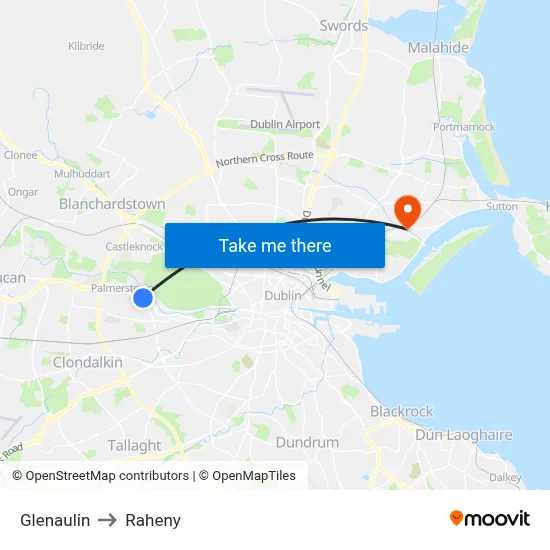 Glenaulin to Raheny map