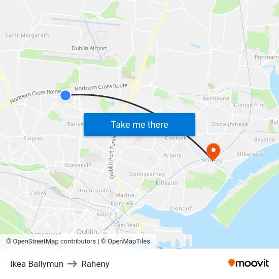 Ikea Ballymun to Raheny map