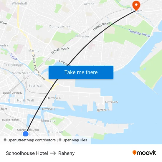 Schoolhouse Hotel to Raheny map