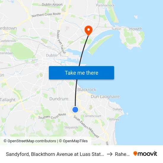 Sandyford, Blackthorn Avenue at Luas Station to Raheny map