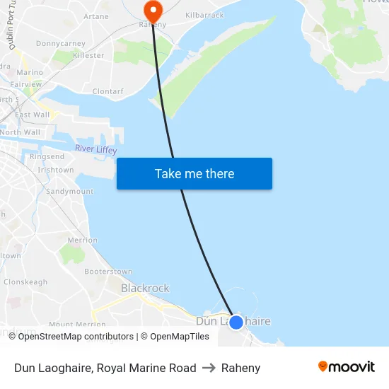 Dun Laoghaire, Royal Marine Road to Raheny map