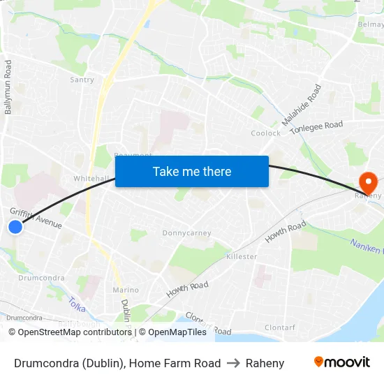 Drumcondra (Dublin), Home Farm Road to Raheny map
