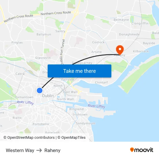 Western Way to Raheny map