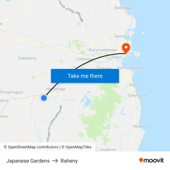 Japanese Gardens to Raheny map