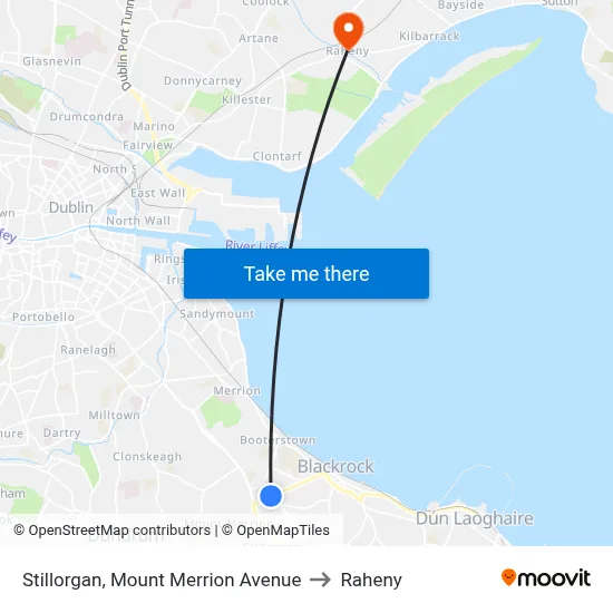 Stillorgan, Mount Merrion Avenue to Raheny map