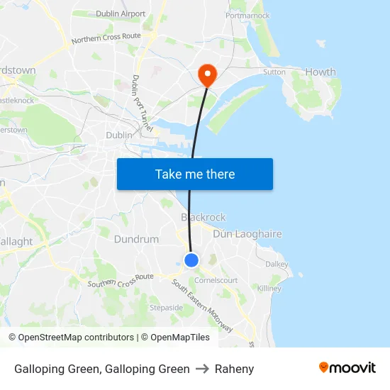 Galloping Green, Galloping Green to Raheny map