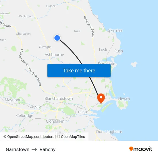 Garristown to Raheny map