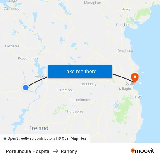 Portiuncula Hospital to Raheny map